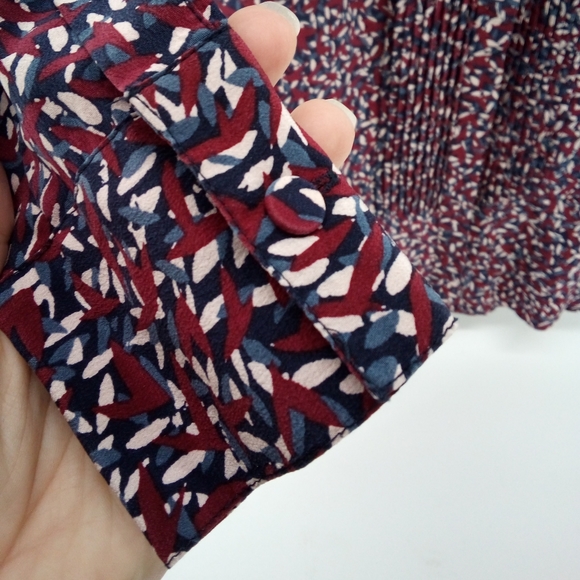 Tory Burch 100% Silk Confetti Print Dress Fall 2015 Collection Burgundy Blue 2 - Picture 9 of 10